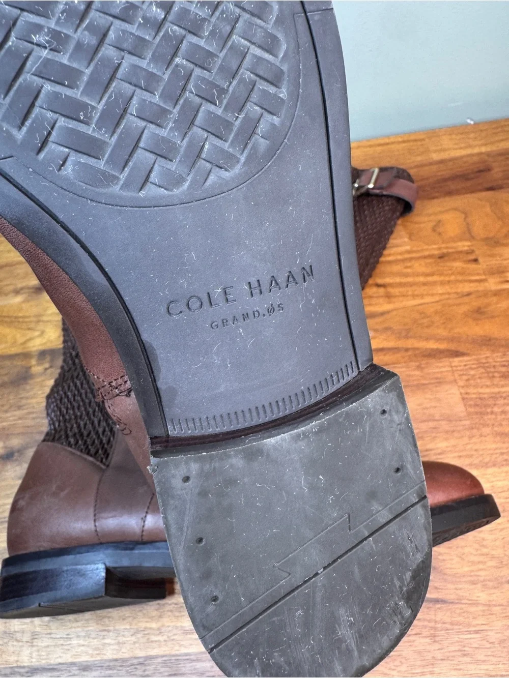 Cole Haan Chestnut Brown Over-the-Knee Knit-Back Boots